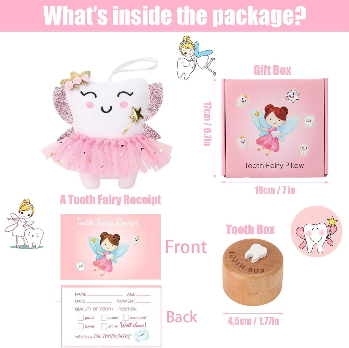 SQIMZAR Tooth Fairy Pillow - Pink 3 - image 2