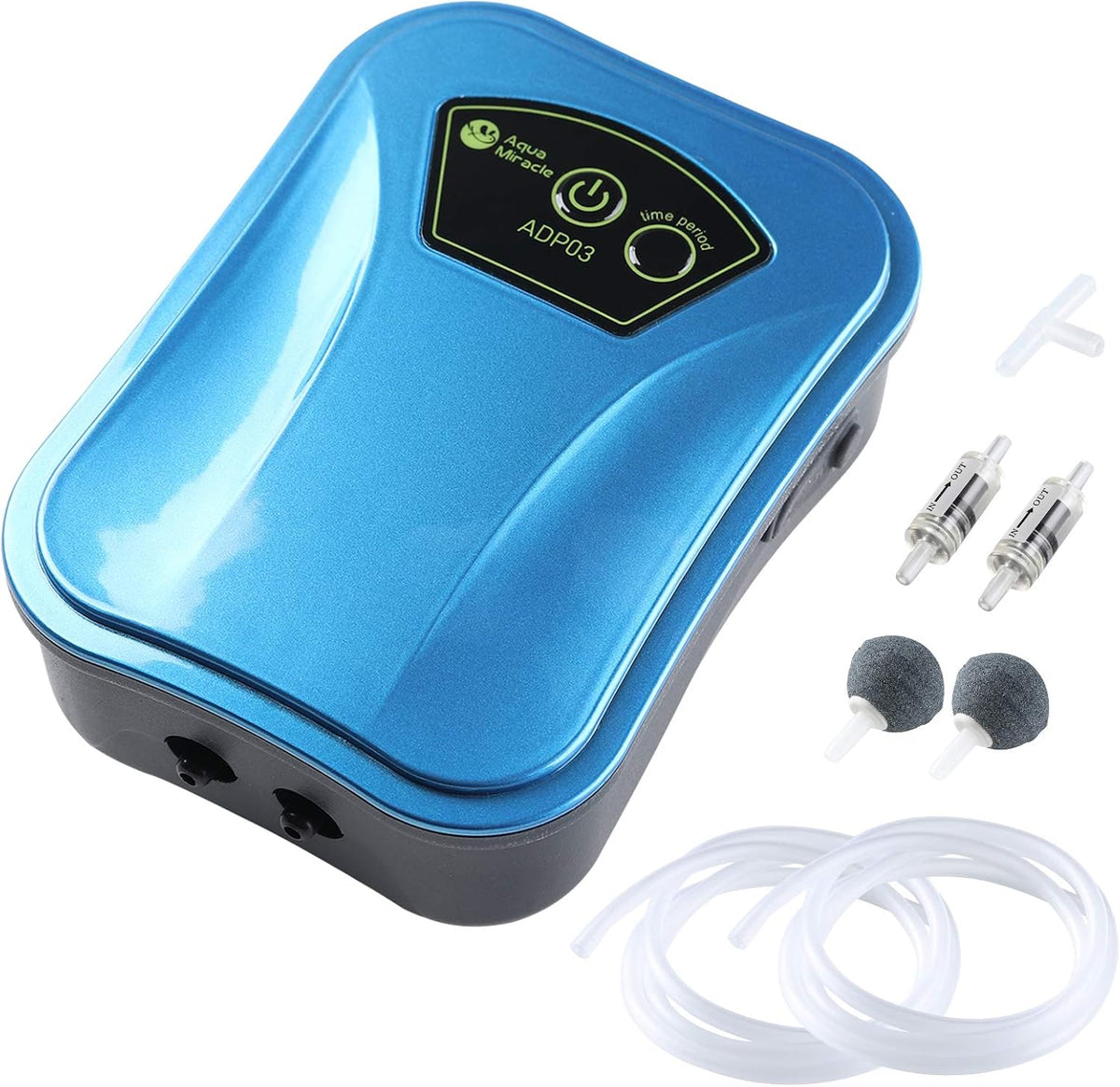 AquaMiracle USB Aquarium Air Pump Rechargeable Aerator for Bait Bucket - Blue(For Tanks up to 120Gal)