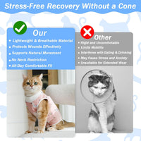 Coppthinktu cat recovery suit onesie with Velcro back and fun patterns - view 3
