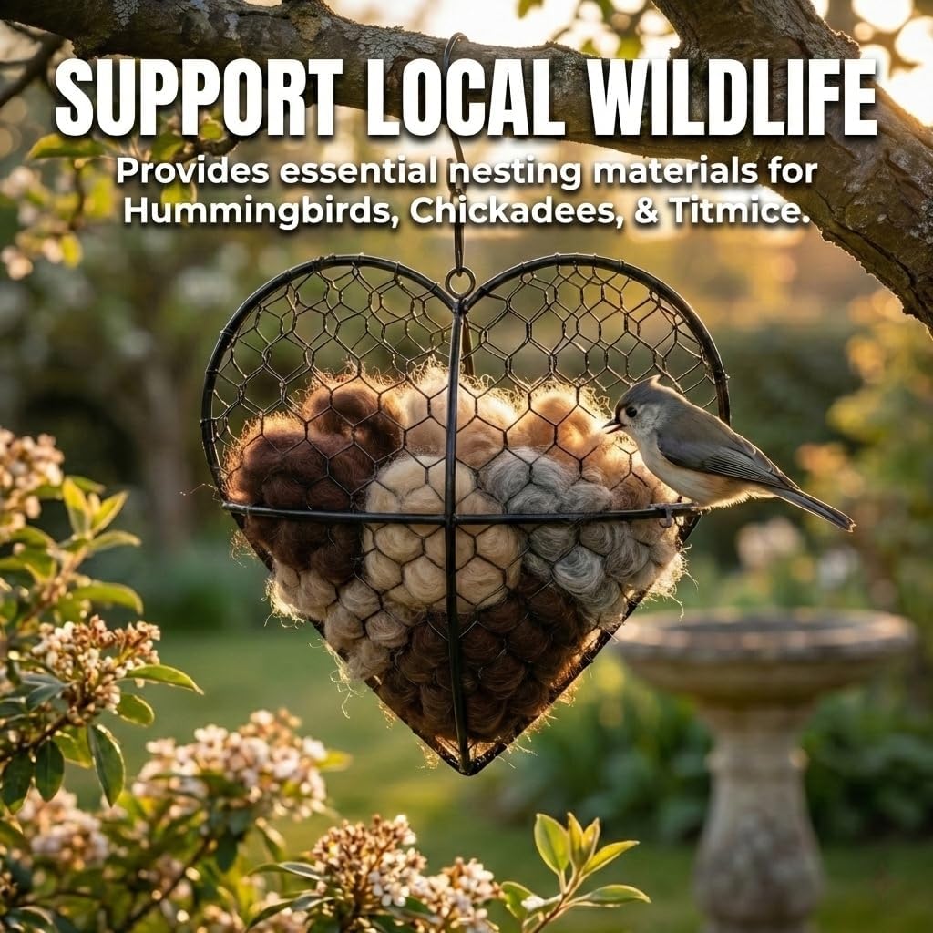 Handmade Alpaca Fiber Bird Nesting Heart - image 3