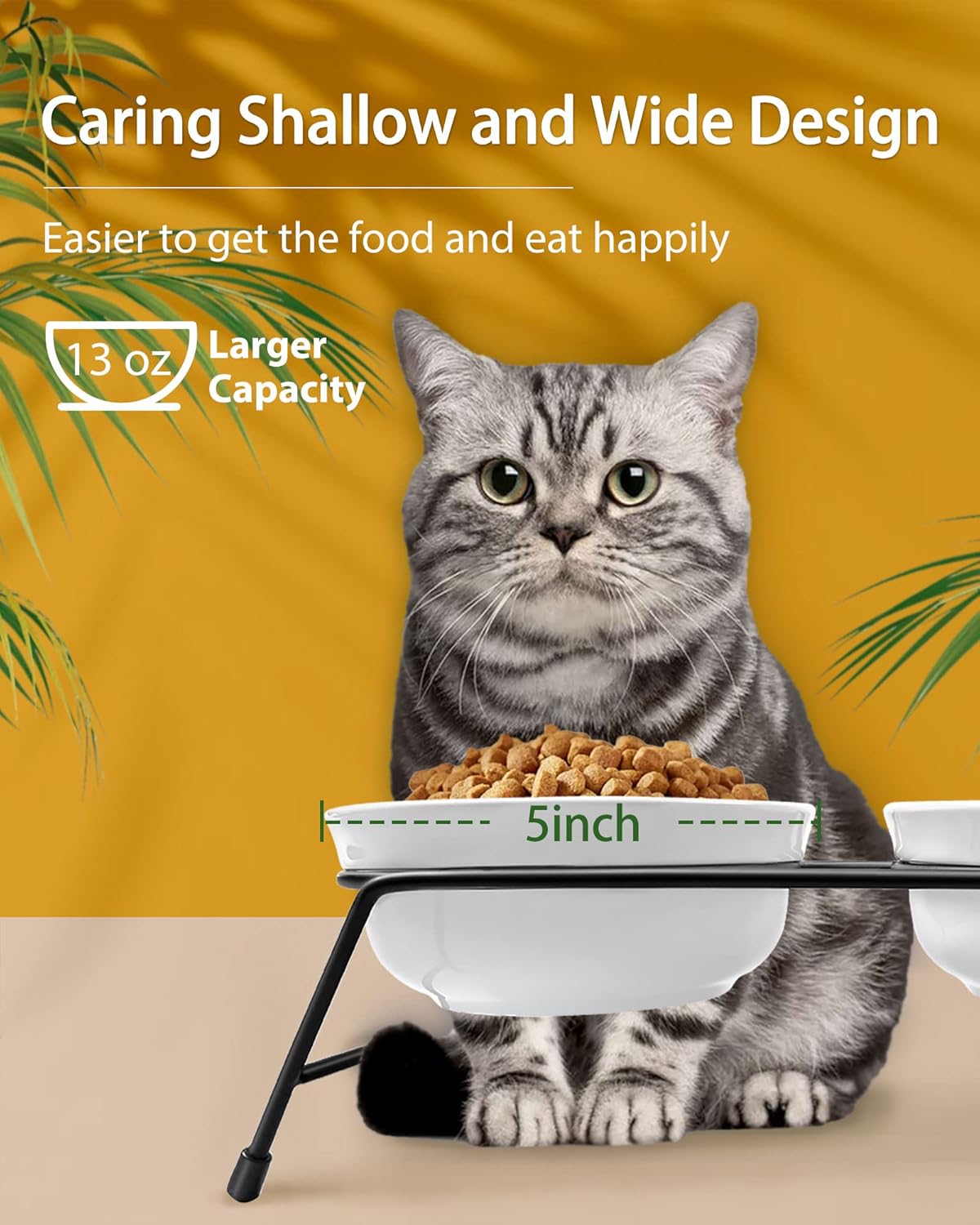 Anti-Vomiting Raised Cat Bowls - Ceramic White - image 3