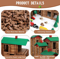 Wondertoys 208 Pcs Wooden Log Set, Classic Building Logs Ages 3+ - 456PCS Luxury Villas - image 3