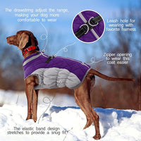 Dog Cold Weather Coats Reflective Dog Warm Jacket with Harness – Essentials for Dogs - Purple / M(chest:21in) - image 3