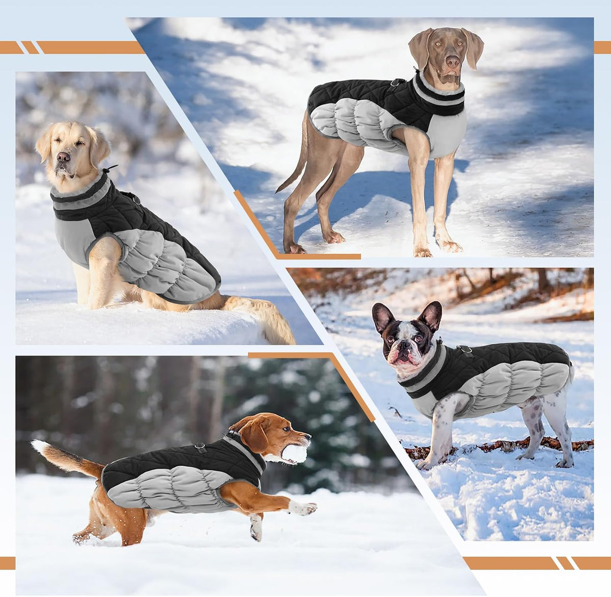 Dog Winter Jacket Cozy Reflective Waterproof Windproof Warm Pet - XXX-Large / Black - image 3