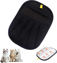 Electrostatic Pet Hair Remover Glove, Reusable Pet Hair Removal Glove for Dog & Cat Grooming, Double Sided Static Pet Hair Fur Remover Gloves for Clothing, Couch, Car Seat (2 gloves+1 flea comb)