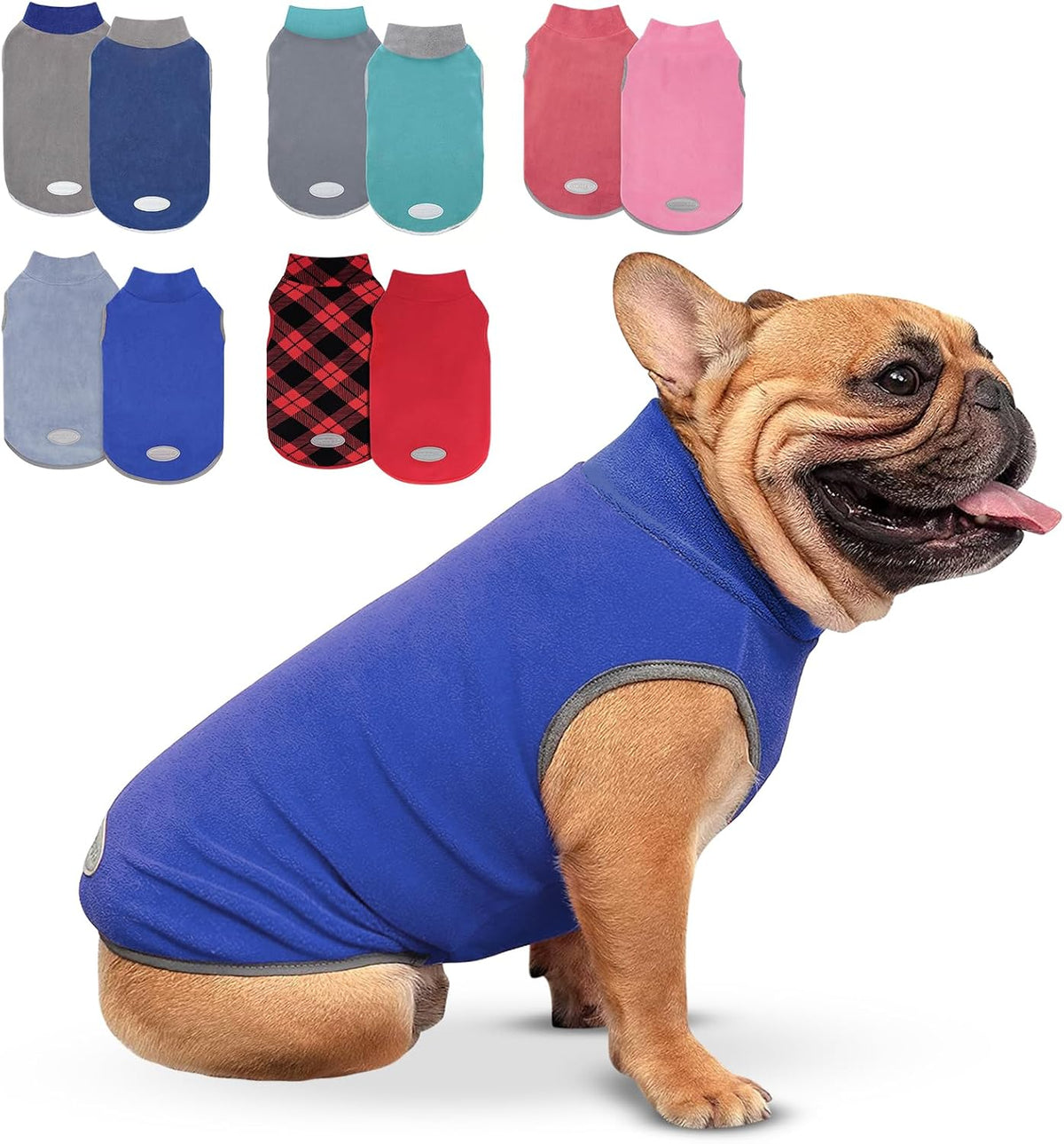 2 Pack Fleece Dog Sweater Pullover Lightweight Reflective Jacket – Essentials for Dogs - Blue & Mist Blue / Small