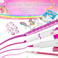 weirtoya 56 PCS Washable Scented Markers Set with Glitter Pencil Case - Rainbow Unicorn - image 3