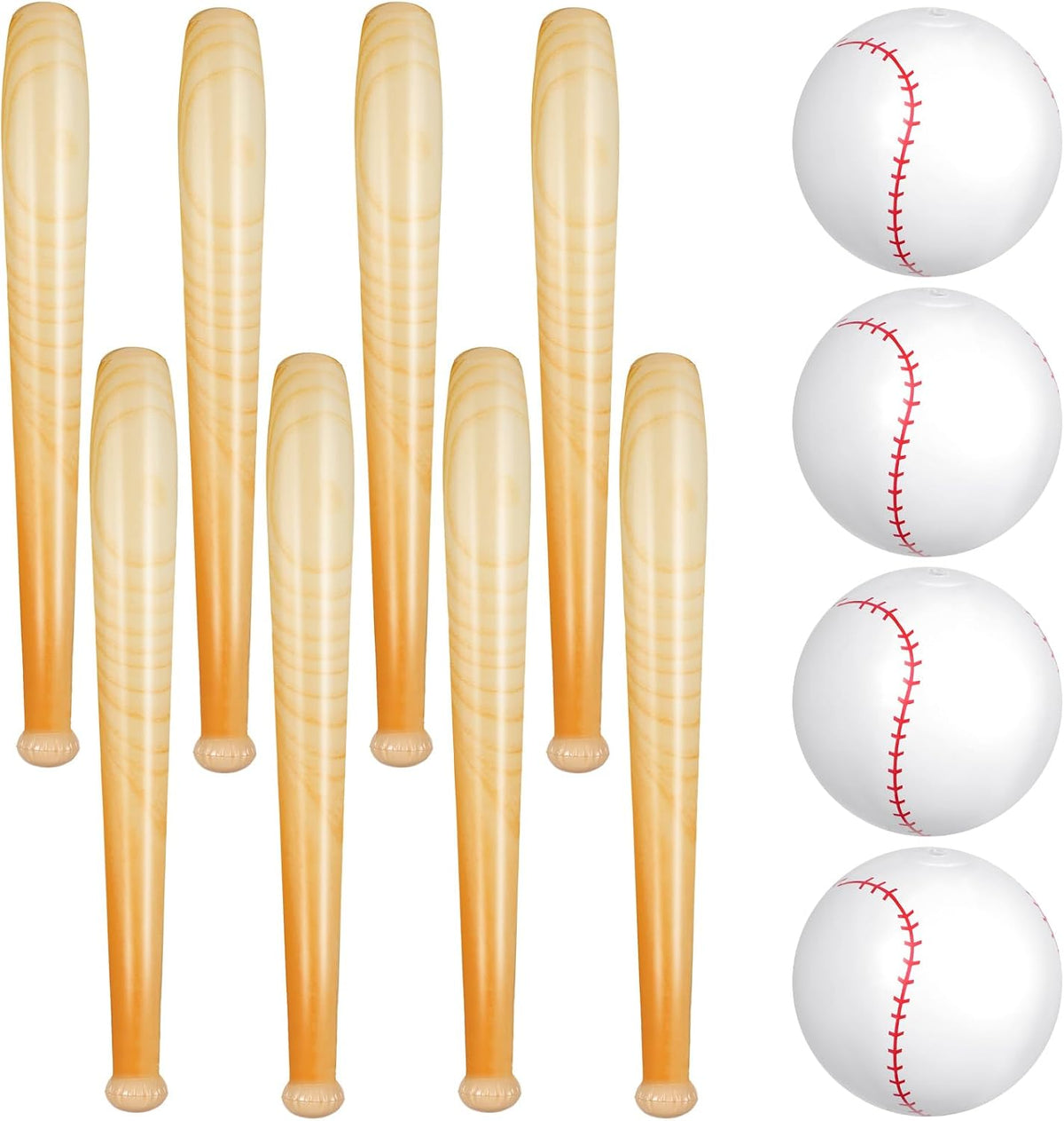Lewtemi inflatable baseball set with 4 blow-up bats and 2 baseball-print beach balls