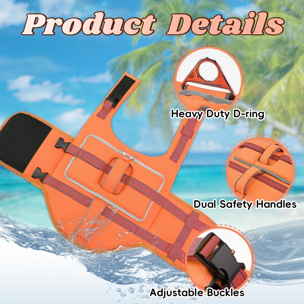 EMUST Dog Life Vest for Swimming - Large / New Orange - image 3