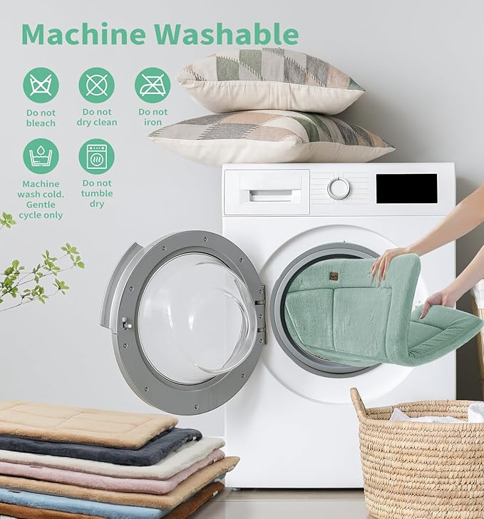 Made4Pets Dog Crate Pad Bed for Large Dogs, Washable & Reversible, Anti-Slip Kennel Mat for Cozy Sleeping, Soft Fluffy Dog Bed for Indoor & Outdoor Use, 36"x27", Green