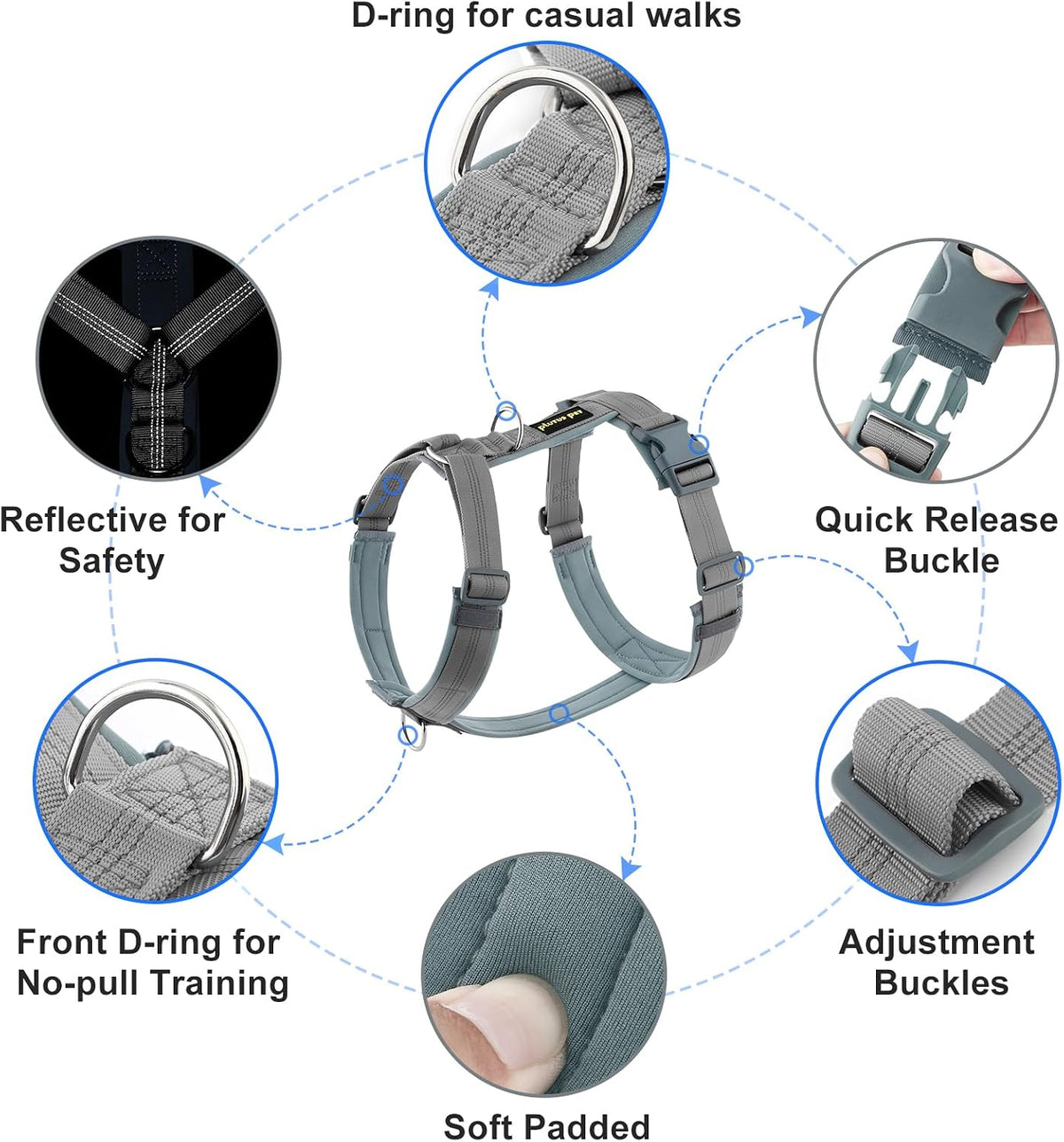 Plutus Pet No Pull Dog Harness - S / Gray - image 2
