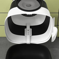 PawHut Cat Litter Box - Covered, High Sides, Air Freshener, Two-Way Entrance, Foldable, Easy Clean, White & Black