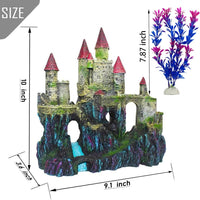 Aquarium Castle Decor, Resin Castle for Fish Tank with Randomly Color Plants Decorations - 【blue】 - image 3