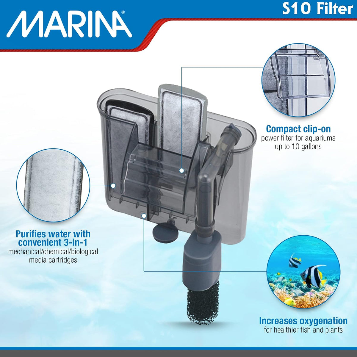Marina S10 Power Filter, up to 10 gallons – Essentials for Fish - image 2