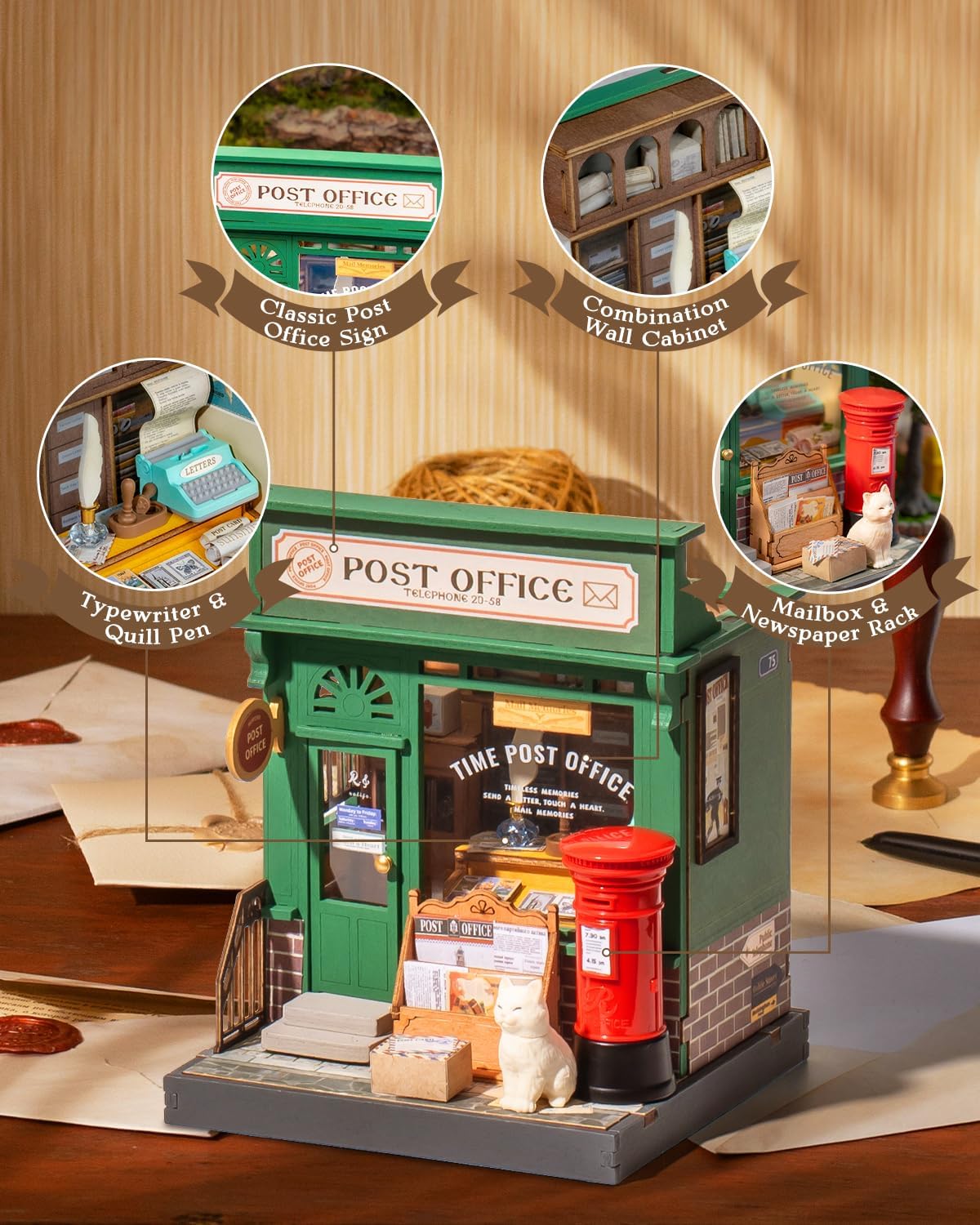 Rolife Tipsy Cat Bar DIY miniature kit, layered mini bar scene for a bookshelf - view 18