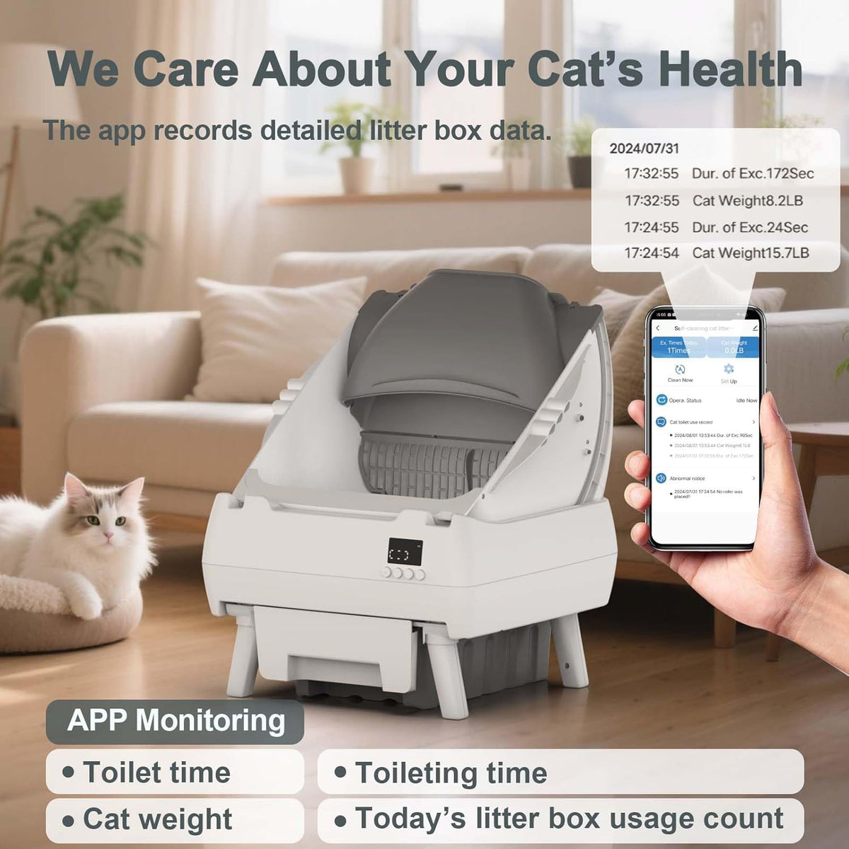Automatic Cat Litter Box Self Cleaning, App Control, Open-Design - image 4