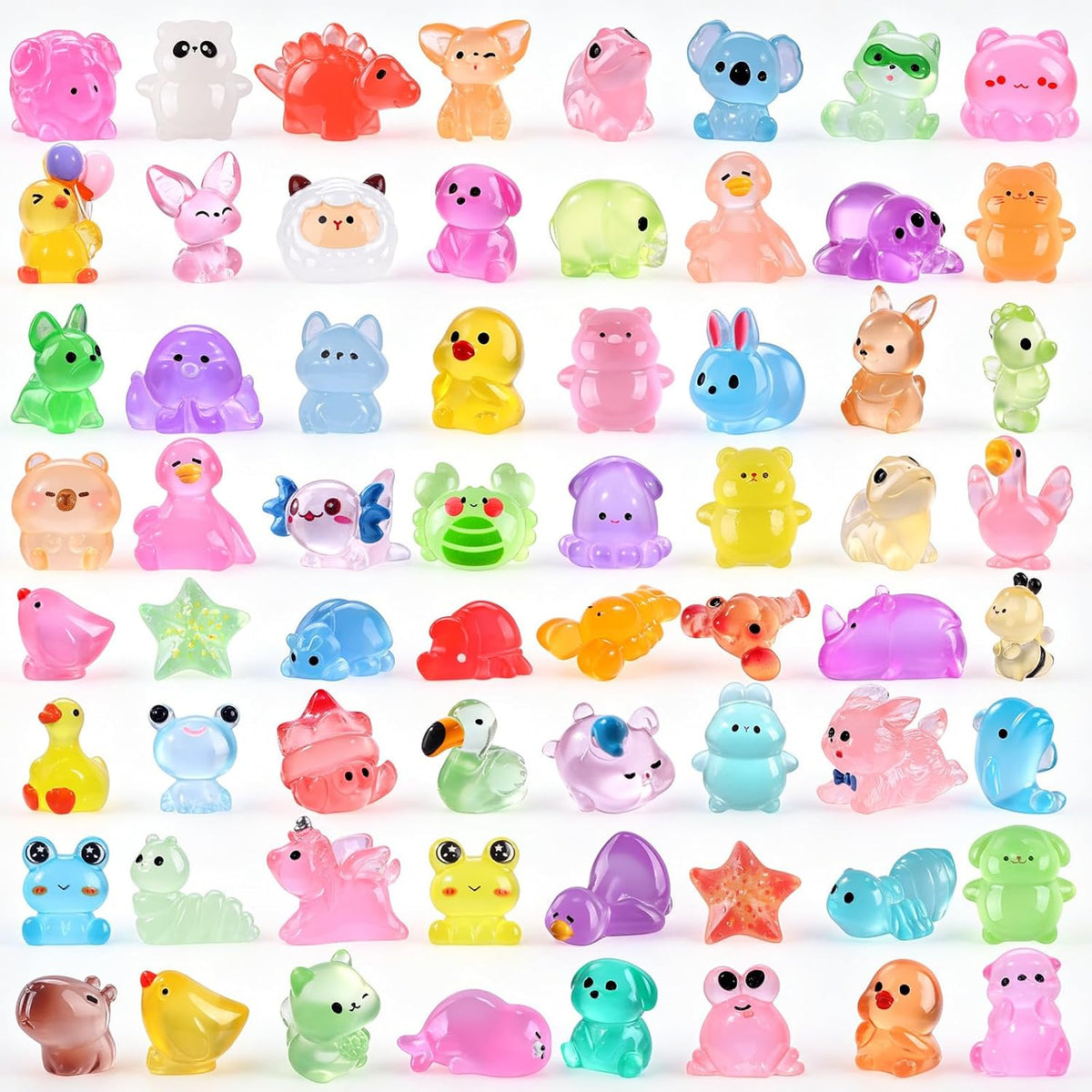 DIYDEC 60PCS Luminous Mini Resin Animals 60 Styles Miniatures Glow - 85PCS Luminous Mini figures