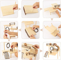 HOSUKKO Hamster Climbing Toys 3-Tier Extra Large Hamster Playground Natural Wooden Small Animal Platform Toys Hamster Exercise Activity Climbing Platform with Bridge for Gift