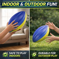 Liberty Imports 3-pack of 8.5 inch soft foam footballs for kids in blue and neon yellow - view 4