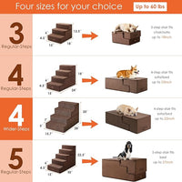 EHEYCIGA Dog Stairs for Bed 20" H, 4-Step Extra Wide Dog Steps for High Bed, Pet Steps for Small Dogs and Cats, Non-Slip Balanced Pet Ramp Indoor, Brown