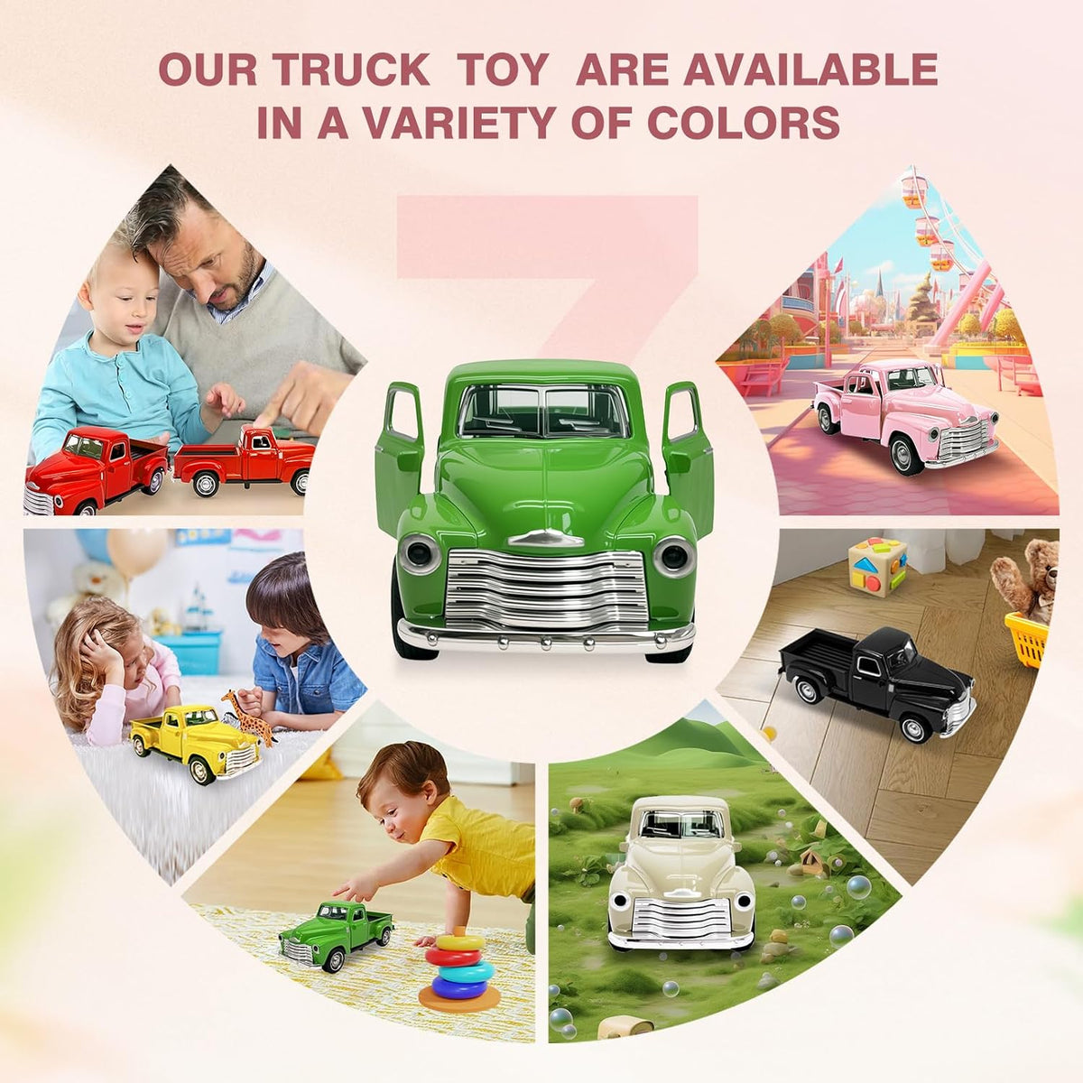 Little Blue Truck Toy,1:32 Pull Back Cars Toy for Kids Boys Girls – Fun for Kids & Family - Green - image 4