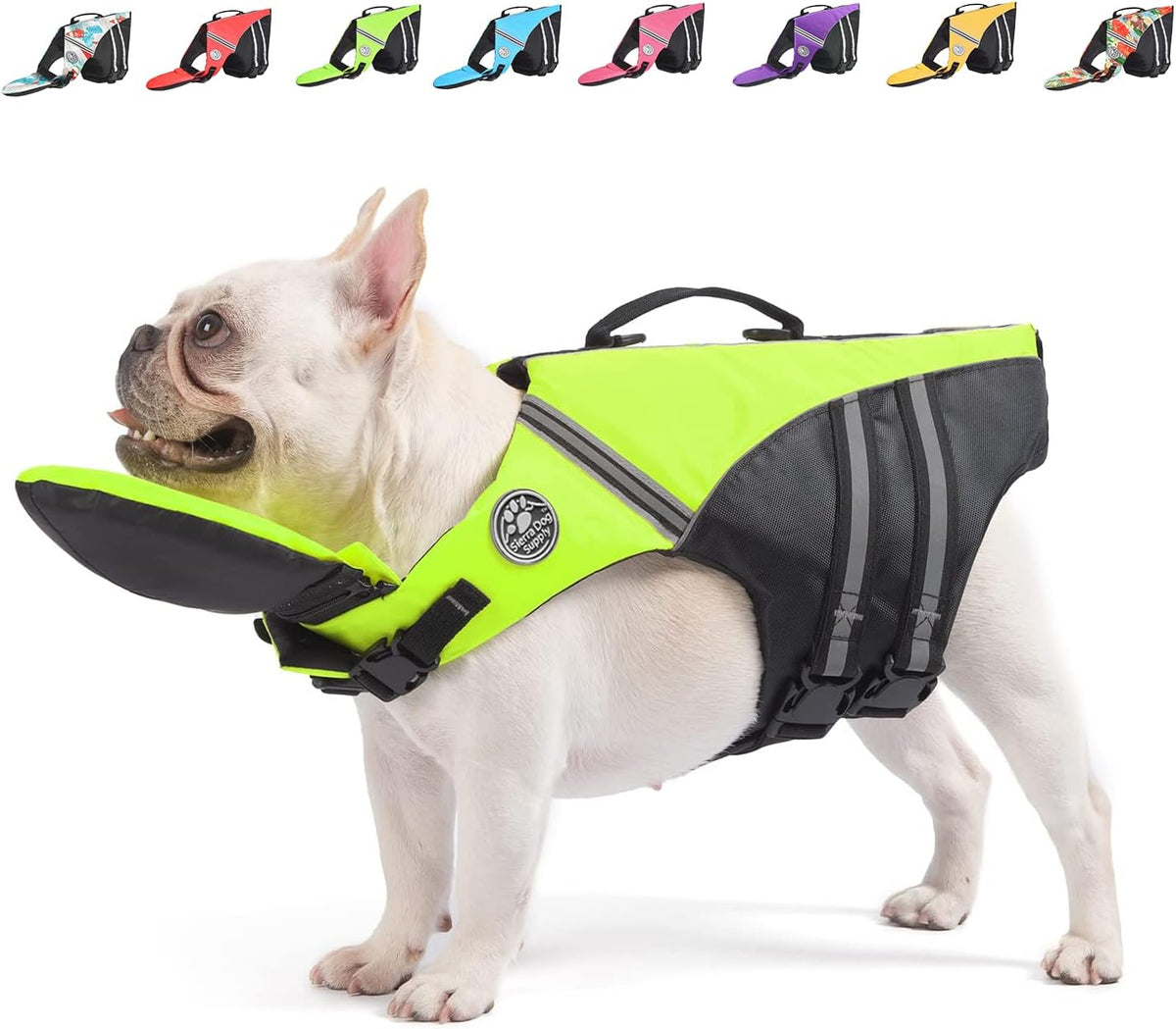 Mklhgty Dog Life Jacket, Reflective Dog Life Vest with Removable Neck Float High Buoyancy - fluorescent green / M(Chest Girth: 17"-30")
