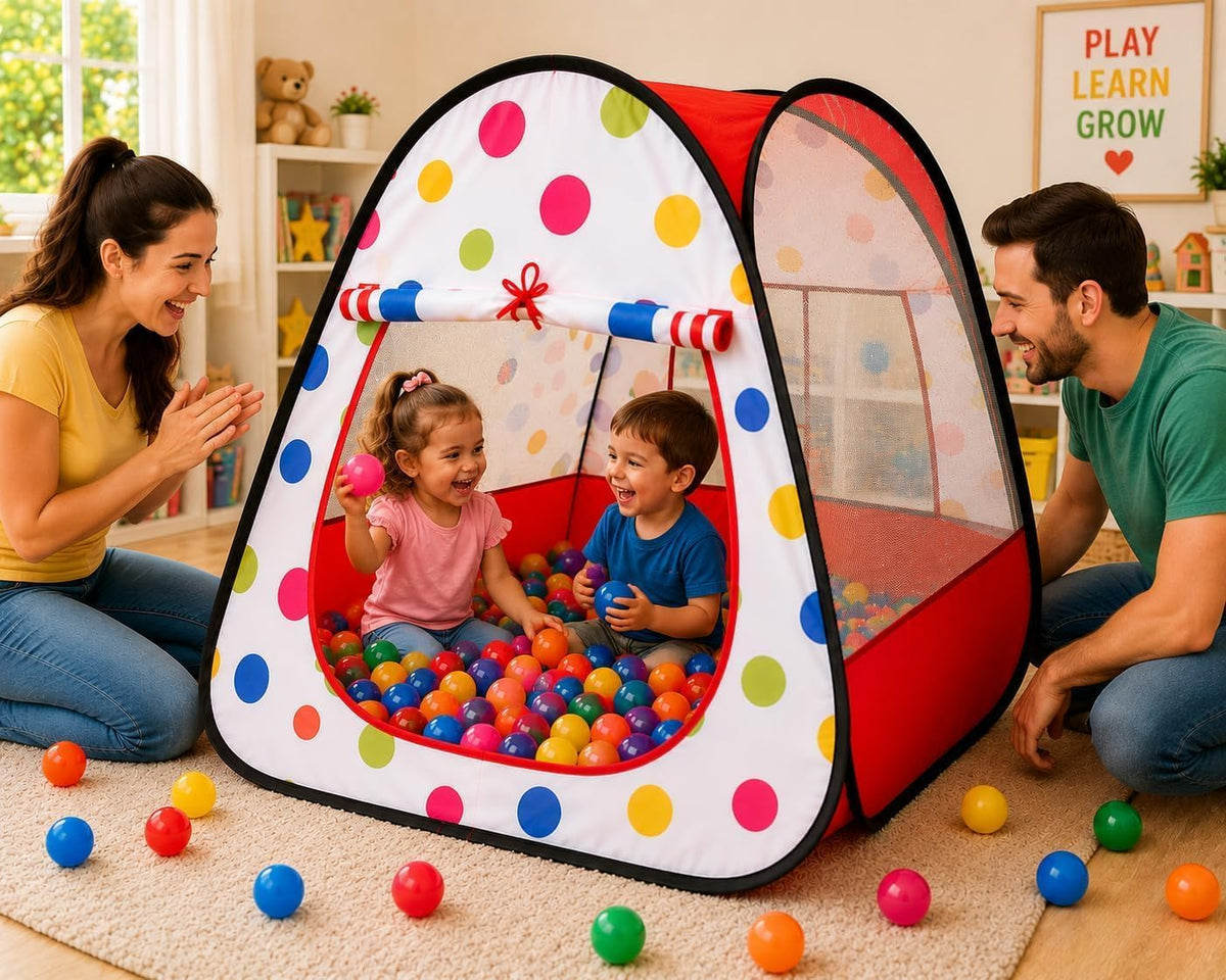 Kiddey kids play tent with 100 colorful balls, mesh windows and pop-up frame - view 5