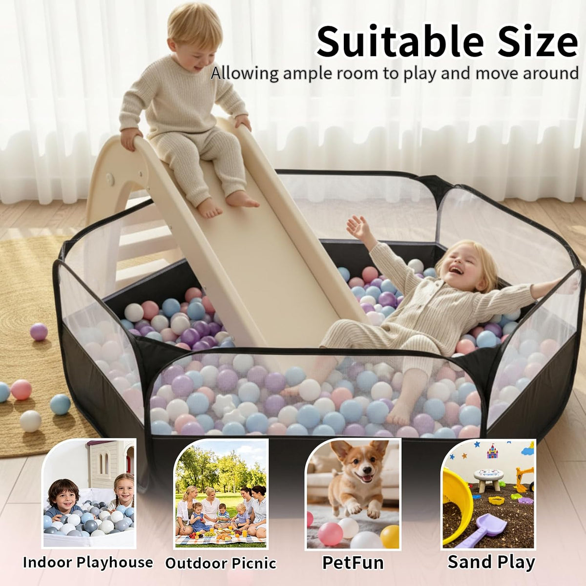TRENDPLAY foldable pop up ball pit play tent for toddlers with storage bag - view 10