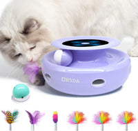 ORSDA 2in1 Interactive Toys for Indoor Cats, Timer Auto On/Off - Periwinkle