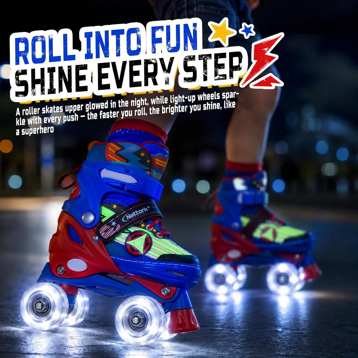 Kids Roller Skates for Boys - Star Blue / X-Small(7C-9C) - image 3
