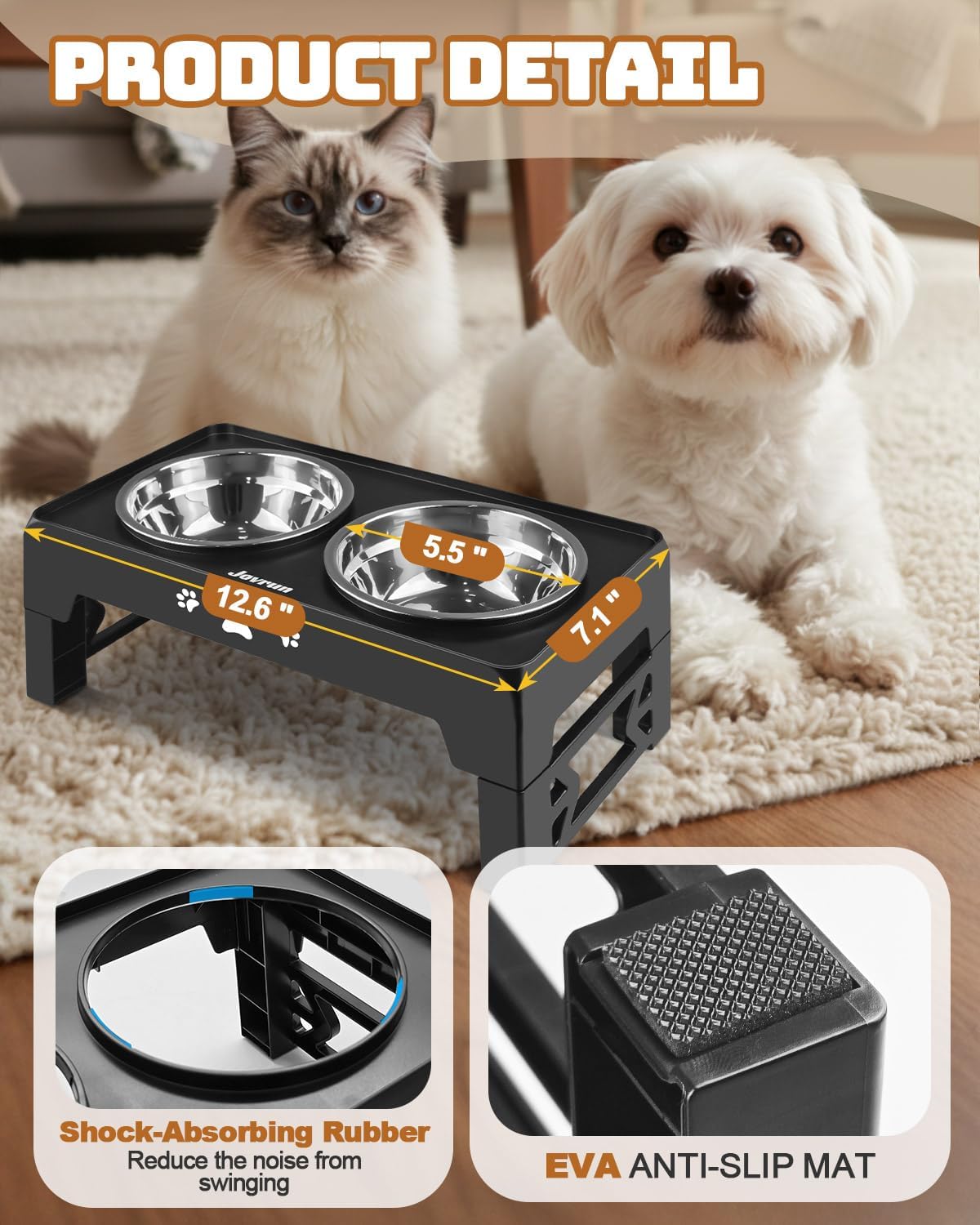 Elevated Dog Bowls for Medium Large Size Dogs - Black / Small / 2 Basic Bowls - image 3