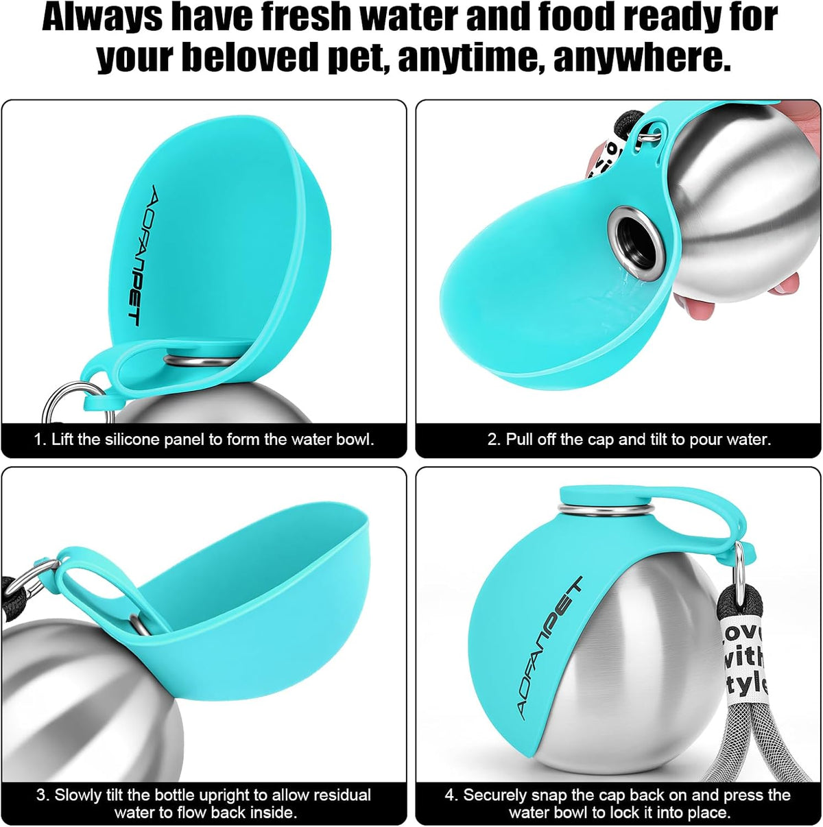 Portable Dog Water Bottle - Blue - image 3