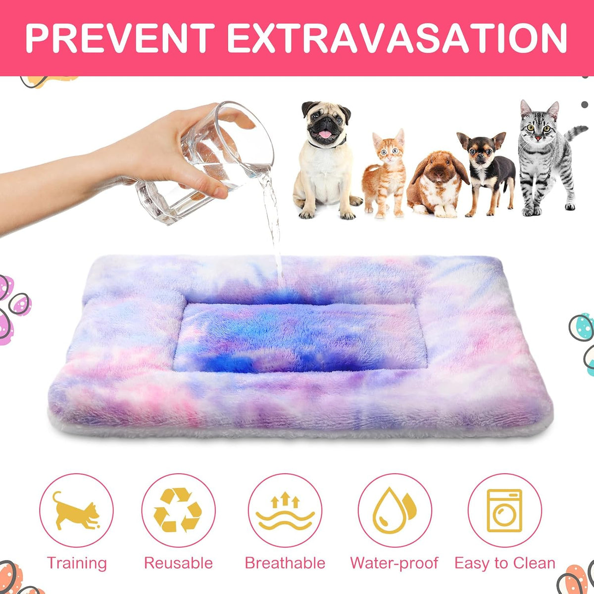 Haull 4 Pcs Waterproof Guinea Pig Bedding Mat, 13 x 10 - Tie Dyed / 18 x 24 Inch - image 4
