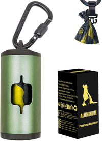 Metal Dog Poop Bag Holder 2-Pack w/Leash Clip - Dark Green / 1 Holder 15 Bags