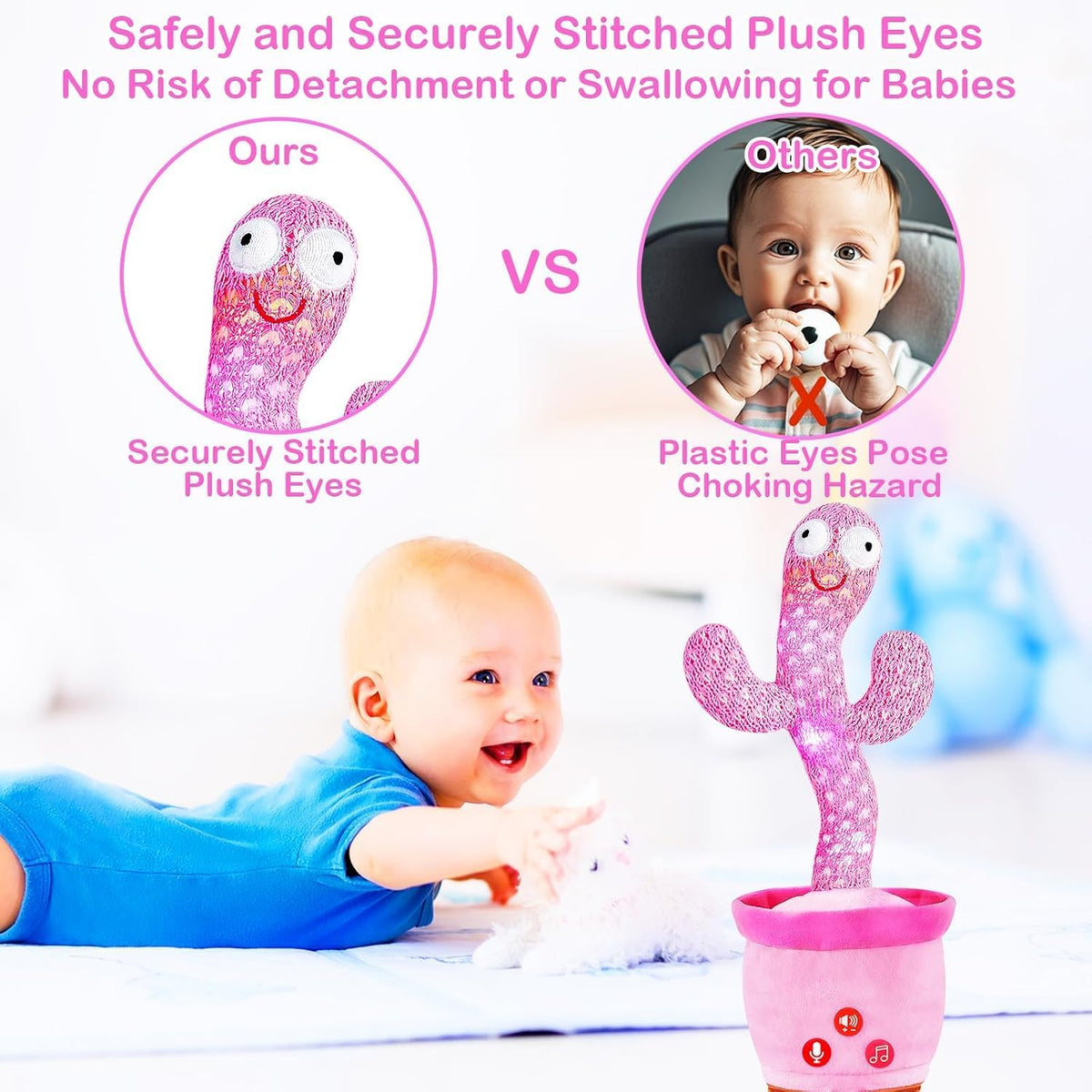 Rechargeable Dancing Talking Cactus Toy - Pink - image 3