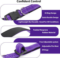 Reflective Dog Collar, Adjustable Nylon for Medium Dogs - Purple / M:width 3/4"neck 14-20.5" - image 4