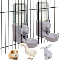 kathson 2Pcs Rabbit Water Bottle 17 OZ Bunny Hanging Water Fountain Automatic Guinea Pig Water Dispenser No Leak Drinking Feeder for Bunny Chinchilla Hamsters Cat Dog Small Animals(Grey)