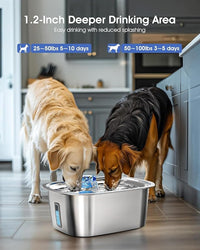 Dog Water Fountain for Large Dogs - 3 Gallon Stainless Steel Dog Water Bowl Dispenser with 4 Filters, Automatic Big Extra Large Capacity Pet Water Fountain, Easy Clean with Quiet Pump