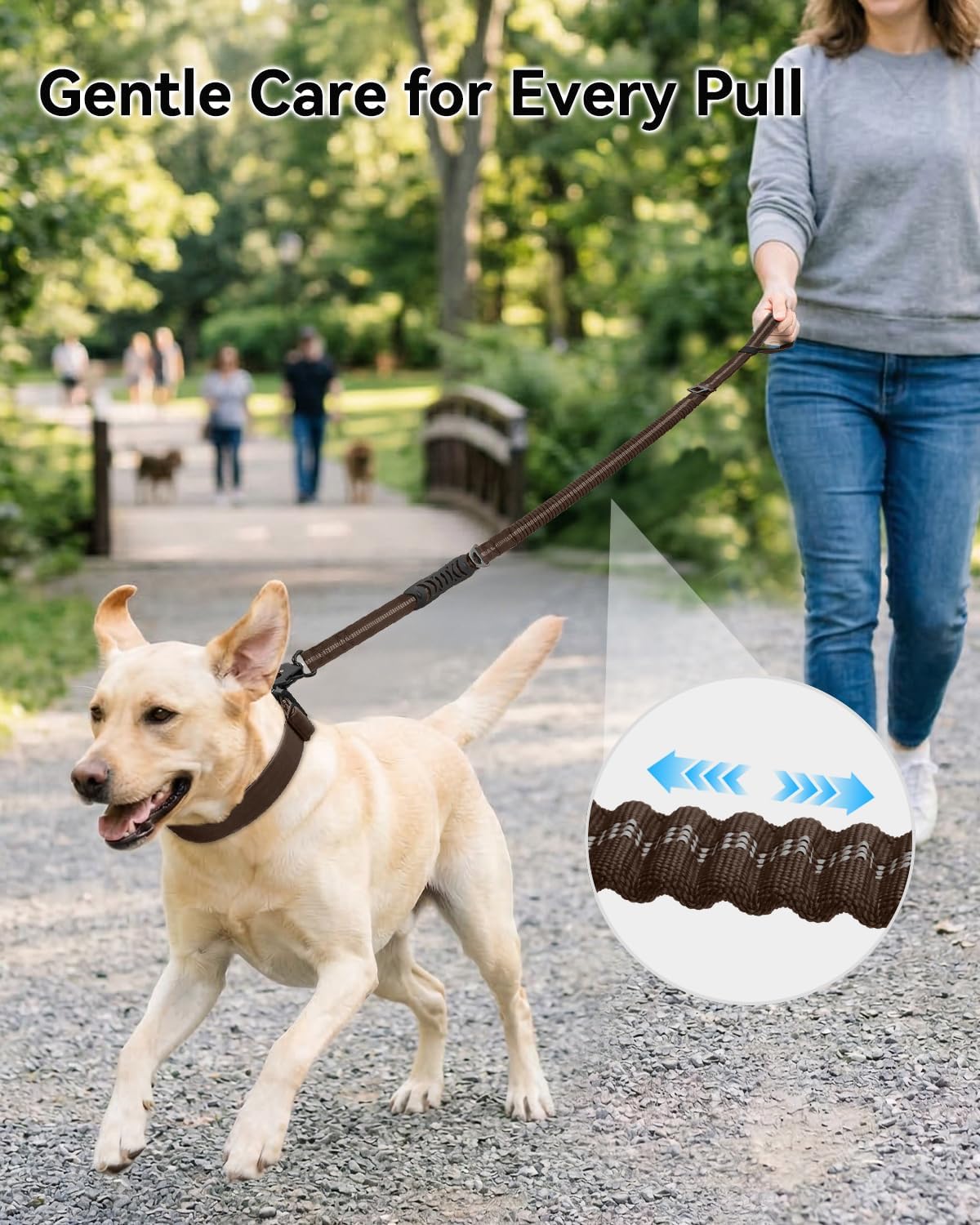 Joytale Tactical Bungee Dog Leash, Shock Absorbing No Pull - Brown - image 2