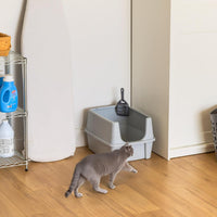 IRIS USA High Sided Cat Litter Box, Scatter Shield - Large / Gray - image 4
