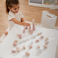 Comfy Cubs wooden stacking rocks, 36 colorful pine wood stones in a neutral pack - view 10