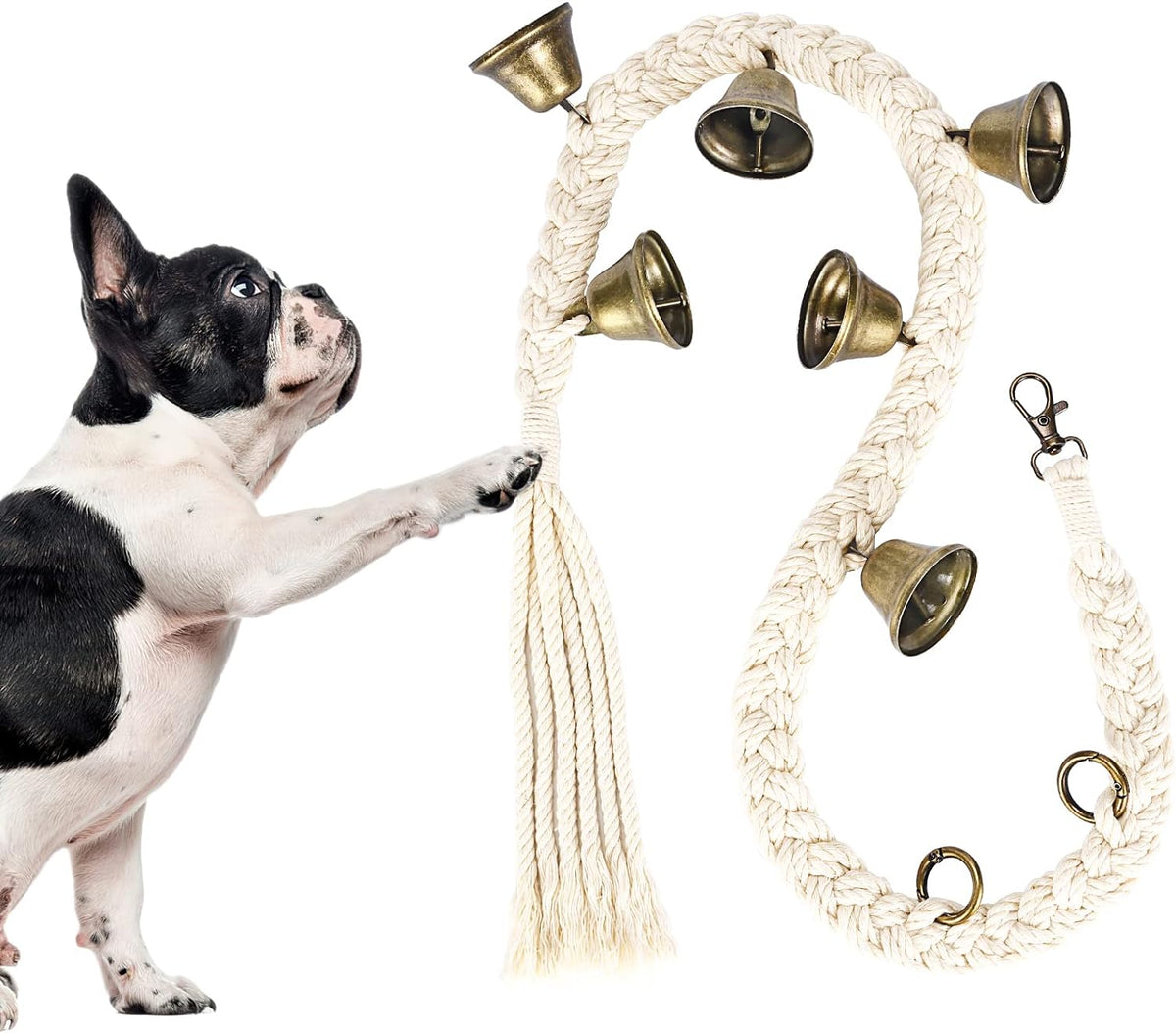 Dog Bells to Go Outside, Cotton Handwoven Potty Training Bell – Essentials for Dogs - Beige