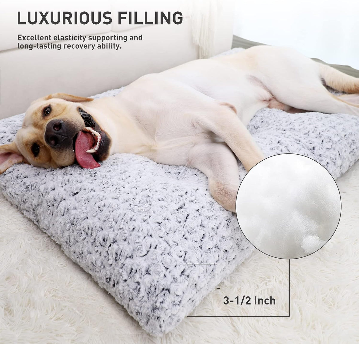 KSIIA Washable Dog Bed Medium Size Dog Crate Bed Plush Pet Mat - Grey / 35.0"L x 23.0"W x 3.5"Th - image 3