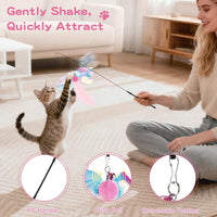 Pawaboo Cat Feather Wand Interactive Toy - Pink Butterfly - image 3