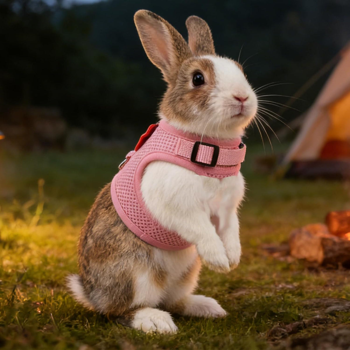 Breathable Bunny Harness and Leash Set with Cute Bow, Black S – Essentials for Small Pets - M / Pink - image 4