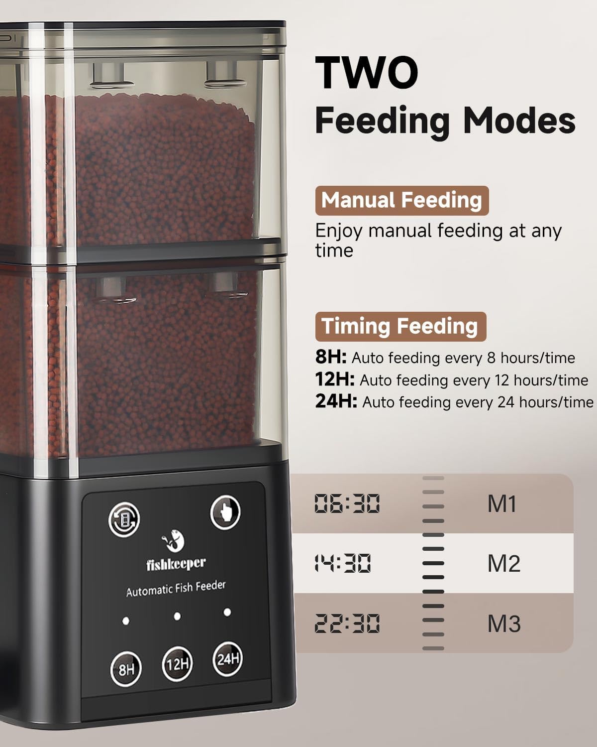 fishkeeper Automatic Fish Feeder for Aquarium, 8H/10H/24H Timer - 520ML - image 3