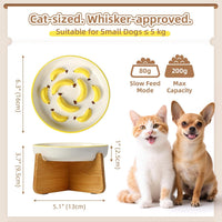 Ceramic Slow Feeder Cat Bowl - Yellow Elevated (Bamboo) / 3.7"H Elevated (Bamboo) - image 2