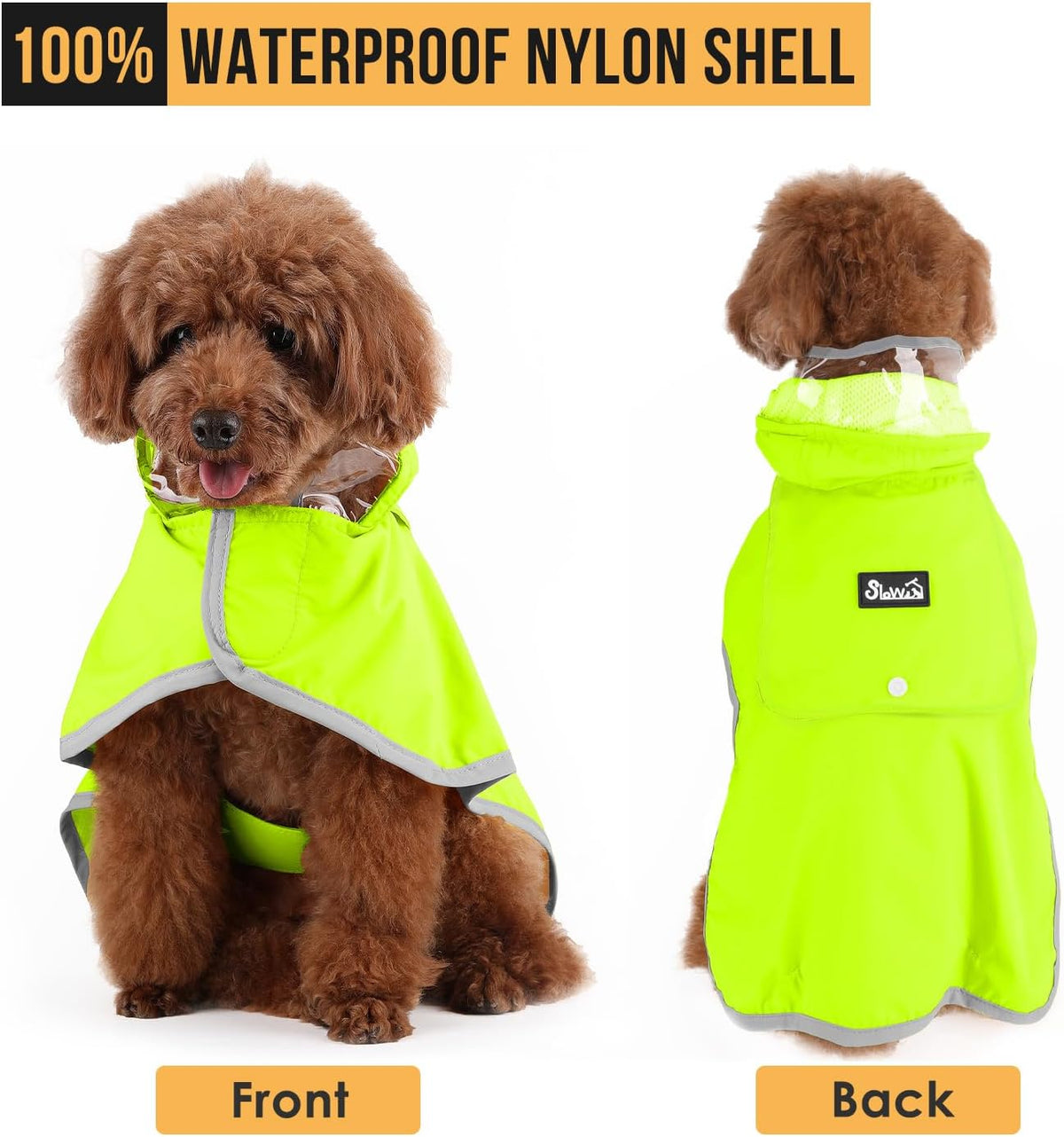 Lukovee Dog Raincoat, Waterproof Jacket with Clear Hood & Leash Hole, M – Essentials for Dogs - Green / X-Large - image 3