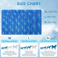 BEAUTYZOO Dog Cooling Mat- Upgraded Thicken Cooling Mat for Large Dogs Reversible(Cool & Warm) Pet Ice Cool Bed Washable & Portable, Summer Crate Pad for Big Dog Puppy Up to 80 lbs, Shark Blue 48X28IN