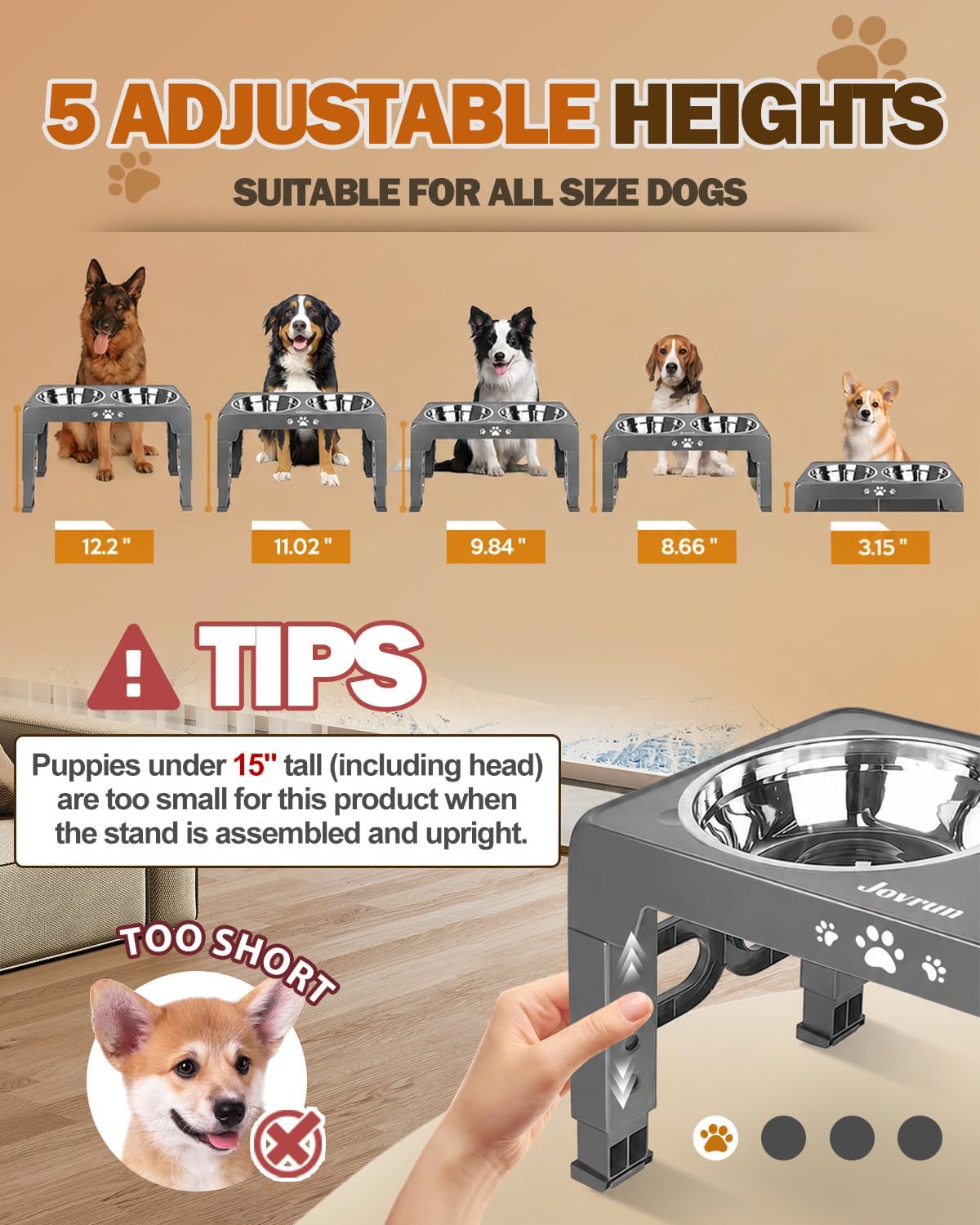 Elevated Dog Bowls for Medium Large Size Dogs - Grey / Medium Large / 2 Basic Bowls - image 2